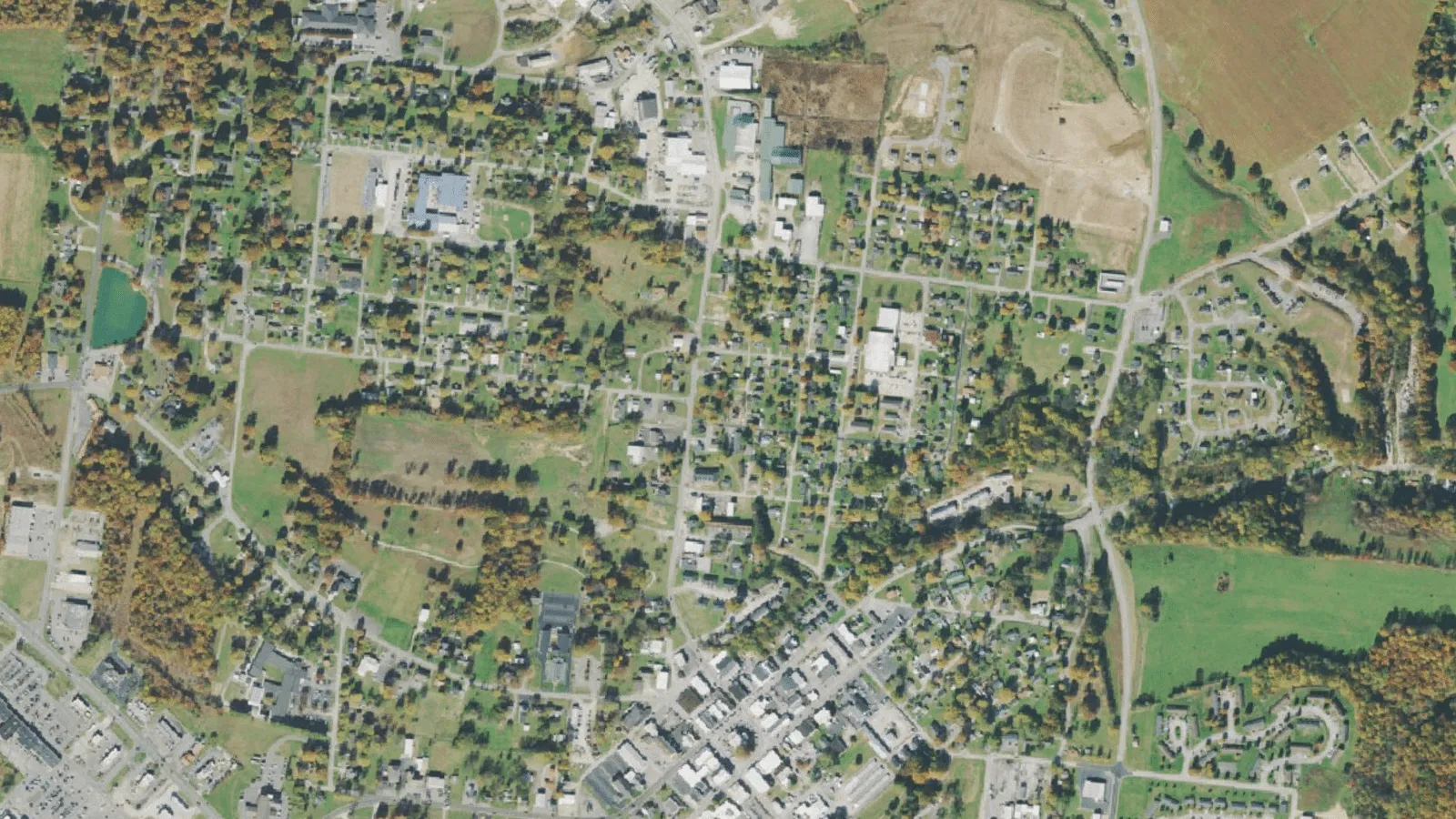 Septic services in Lafayette, TN: aerial view of homes and streets in Lafayette
